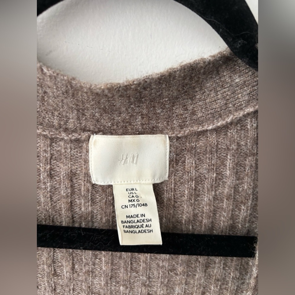 H&M Long Ribbed Duster Cardigan  Balloon Sleeve Cozy Layer L - Picture 3 of 10